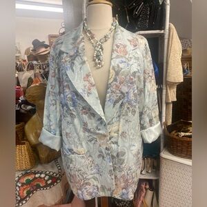 *San Moire - vintage 80’s/90’s - pastel brocade- Floral & paisley blazer